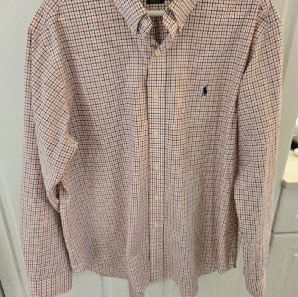 Ralph Lauren Men's Blue & Orange Micro-Check Button-Down Shirt Size XL - Picture 3 of 5